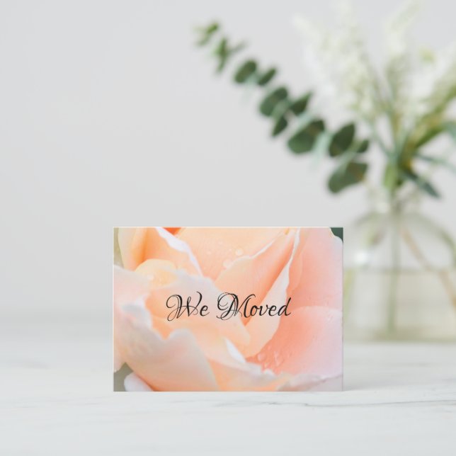 Carte De Visite Change of Address Card – Elegant Peach Rose (Debout devant)