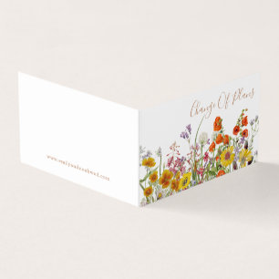 Carte De Visite Changement de Plans de Mariage aux Fleurs Sauvages