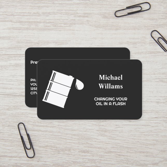 Carte De Visite Changement d'huile automobile (Devant/Arrière en situation)