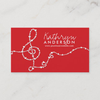 Carte De Visite Chanson rouge d'artiste de coeurs de musique