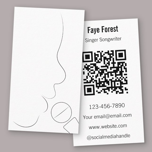 Carte De Visite Chanteur Compositeur & Professeur de Voix QR Code  (Business Card - Singer Songwriter)