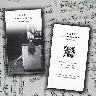 Carte De Visite Chanteur musicien Artiste Photo Médias sociaux QR 