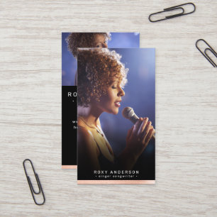 Carte De Visite Chanteur musicien moderne Black Rose Gold Foil