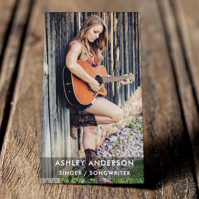 Carte De Visite Chanteur musicien moderne Noir (Customize to change background color of back of card, text size or text style.)