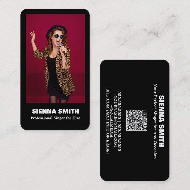 Carte De Visite Chanteur professionnel personnalisé QR (Devant / Derrière)