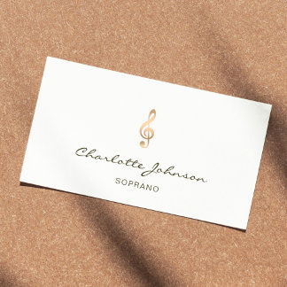 Carte De Visite Chanteur professionnel Soprano Gold Treble Clef Bl