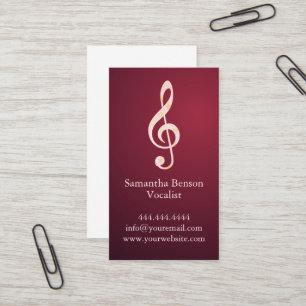 Carte De Visite Chanteur Vocaliste Moderne Musical Clé Logo Musiqu