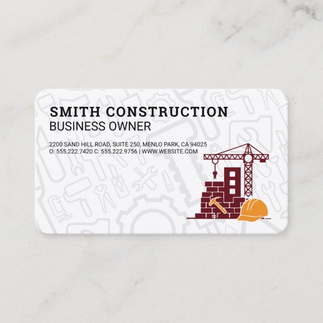 Carte De Visite Chantier de construction | Casque de chantier (Devant)