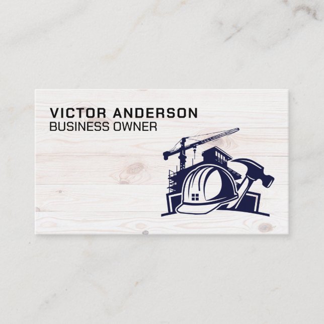 Carte De Visite Chantier de construction | Col bleu (Devant)