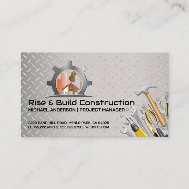 Carte De Visite Chantier de construction | Outils de cols bleus (Devant)