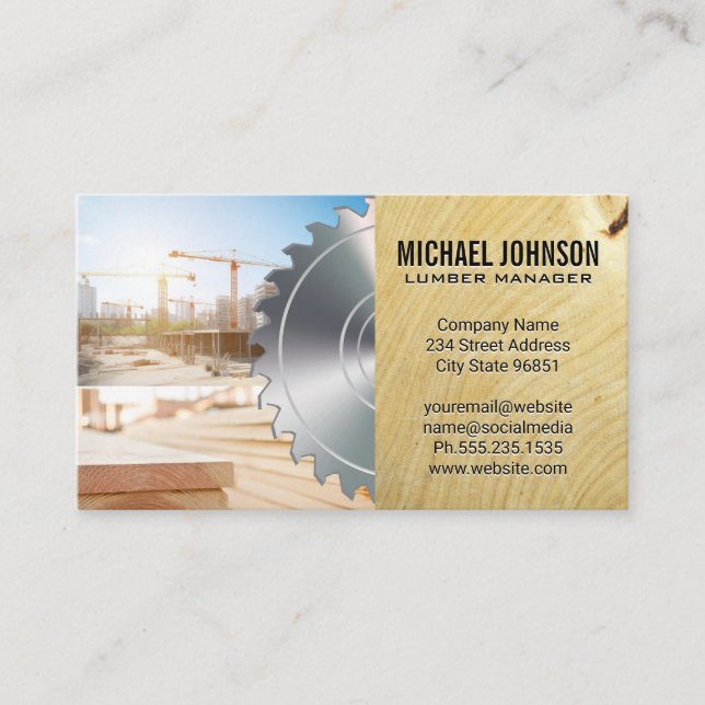 Carte De Visite Chantier de construction | Panneaux de bois | Cons (Devant)