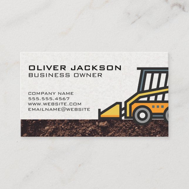 Carte De Visite Chargeur d'inclinaison | Bulldozer | Jetée (Devant)