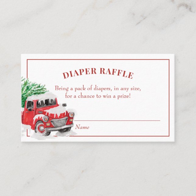 Carte De Visite Chariot de Noël Baby shower de camion rouge Raffin (Devant)