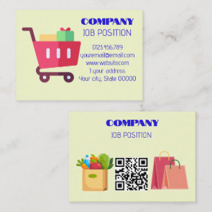 Carte De Visite Charmant code QR chariot de courses pour le commer