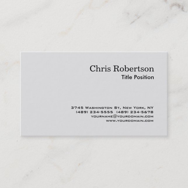 Carte de visite charmant gris script (Devant)