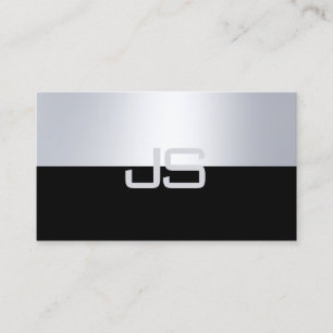 Carte De Visite Charmant Monogramme Moderne Argent Look Plat Luxe