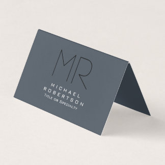 Carte De Visite Charme Moderne Monogramme Gris Propre