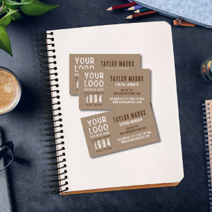 Carte De Visite Charme Rustique Kraft Papier Business Logo Est. Da