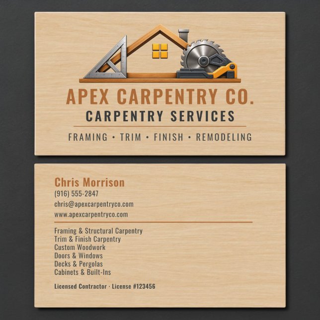 Carte De Visite Charpentier Bois Professionnel (Créateur téléchargé)