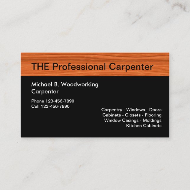Carte De Visite Charpentier Conçu Professionnellement (Devant)