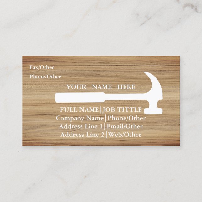 Carte De Visite Charpentier Constructeur Professionnel Outils Menu (Devant)