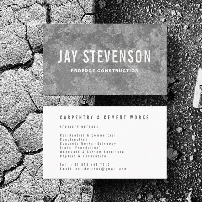 Carte De Visite Charpentier Construction Personnalisée Ciment Mini (Personalize with your business card details)