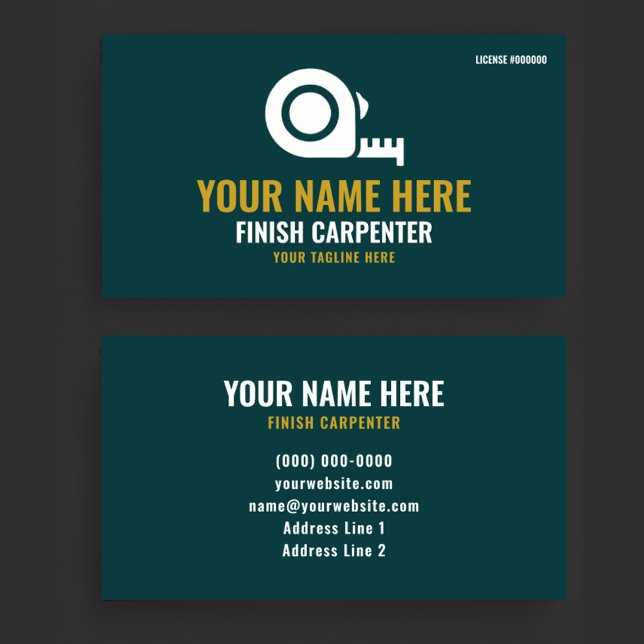 Carte De Visite Charpentier de finition Professionnel Vert forêt e (Créateur téléchargé)