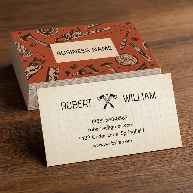 Carte De Visite Charpentier en bois rustique Construction Menuiser (Créateur téléchargé)