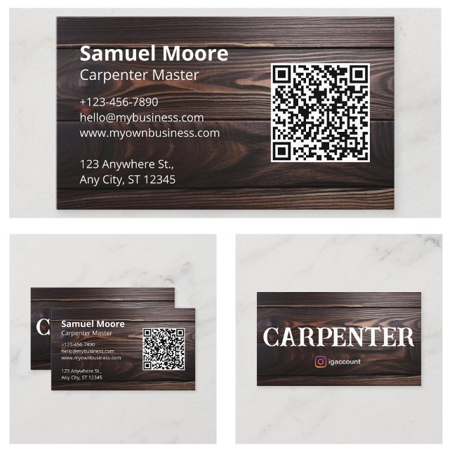 Carte De Visite Charpentier Menuisier Bois Professionnel  (Rustic Professional Woodworking Carpenter Business Card
)