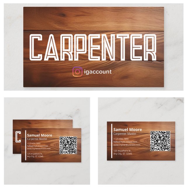 Carte De Visite Charpentier moderne de caroubier (Modern Carob Carpenter Business Card
)