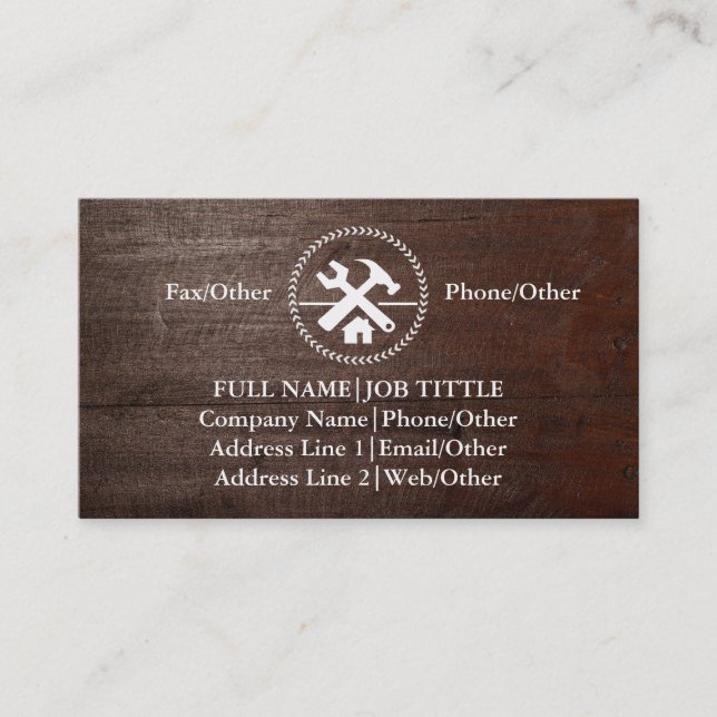 Carte De Visite Charpentier Outils de construction professionnelle (Devant)