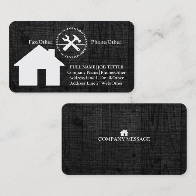 Carte De Visite Charpentier Outils de Construction Professionnels  (Devant / Derrière)