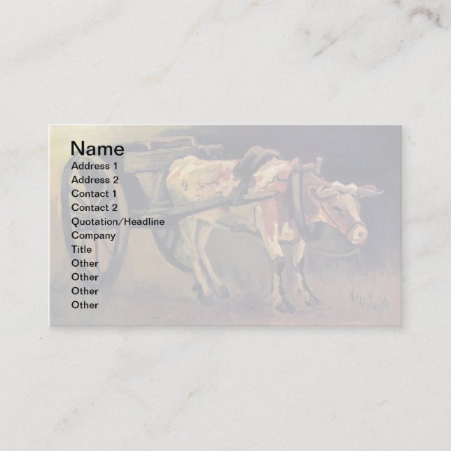 Carte De Visite Charrette avec bœuf rouge et blanc de Vincent Van  (Devant)