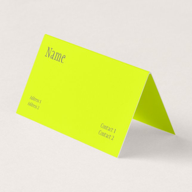 Carte De Visite chartreuse jaune - code QR - plié (Devant)