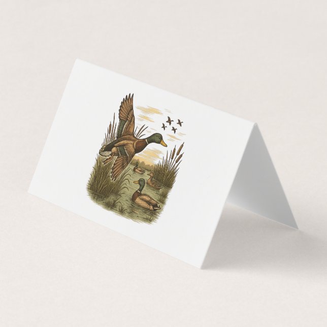 Carte De Visite Chasse-Rétro-Volant-Colvert (Devant)