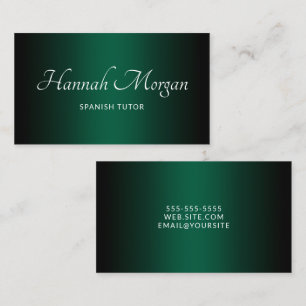Carte De Visite Chasseur noir vert ombré élégant script