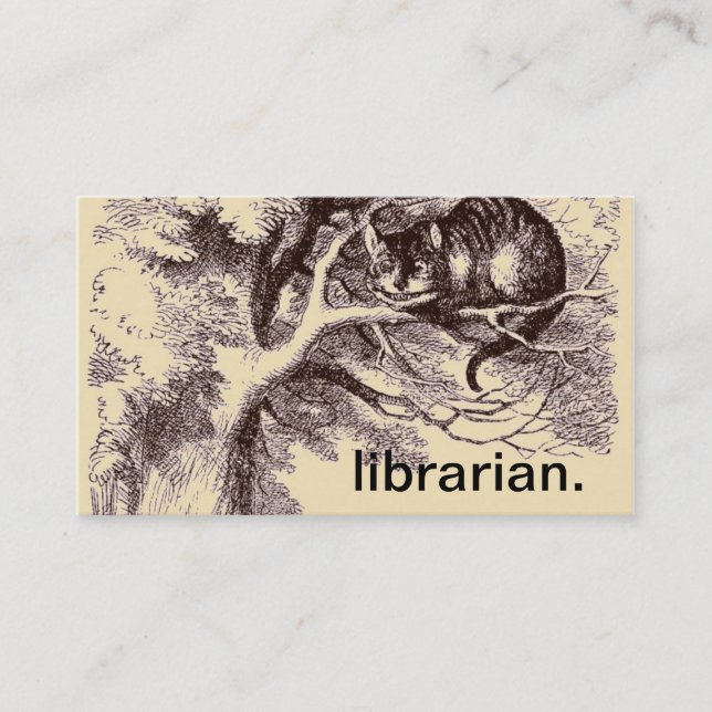 Carte De Visite Chat Alice du bibliothécaire | Cheshire au pays (Devant)