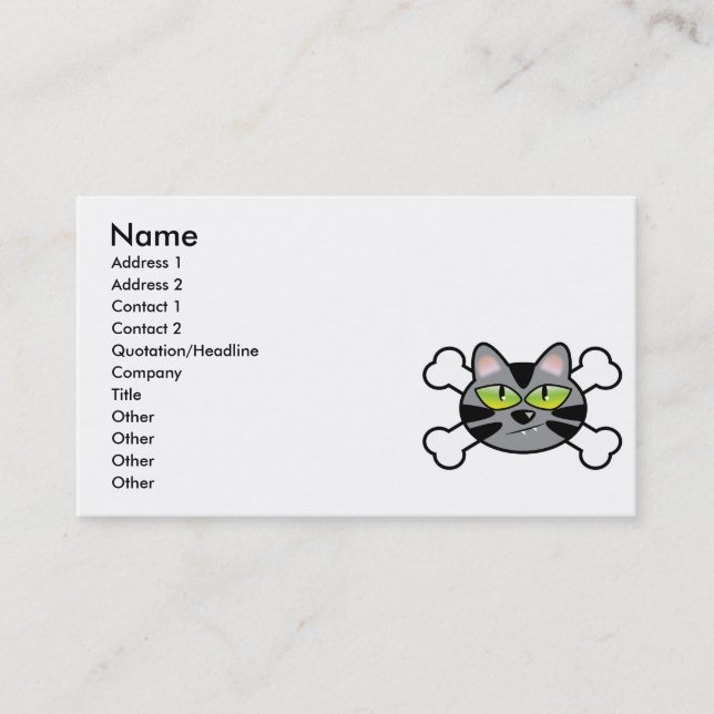 Carte De Visite chat attitude et os croisés (Devant)
