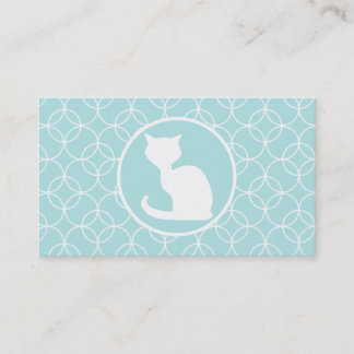 Carte De Visite Chat blanc sur des cercles de bleus layette