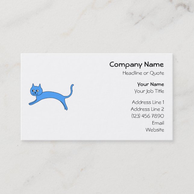 Carte De Visite Chat bleu sautant (Devant)