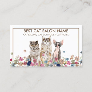 Carte De Visite Chat Brown blanc Flower Pet