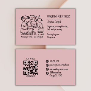 Carte De Visite Chat chien rose chatte mignon pour animal de compa