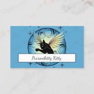 Carte De Visite Chat Cosmique Lune et Étoiles