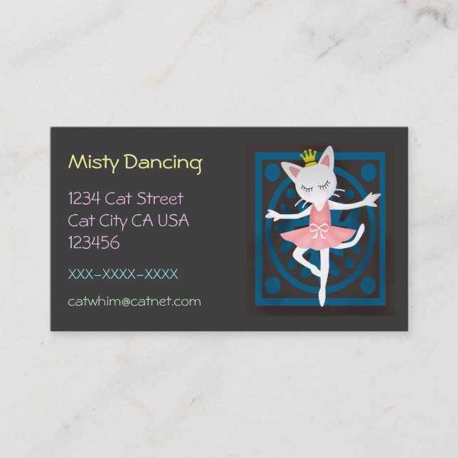 Carte De Visite Chat de ballet (Devant)