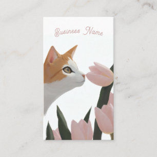 Carte De Visite Chat de printemps et art floral