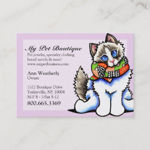 Carte De Visite Chat de Ragdoll de fantaisie de boutique d'animal