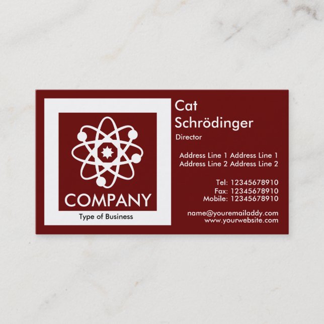 Carte De Visite Chat de Schrödinger - Rouge foncé (Devant)