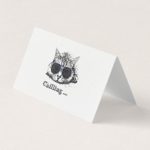 Carte De Visite Chat Drôle Chilling Avec De Mignonnes Lunettes De