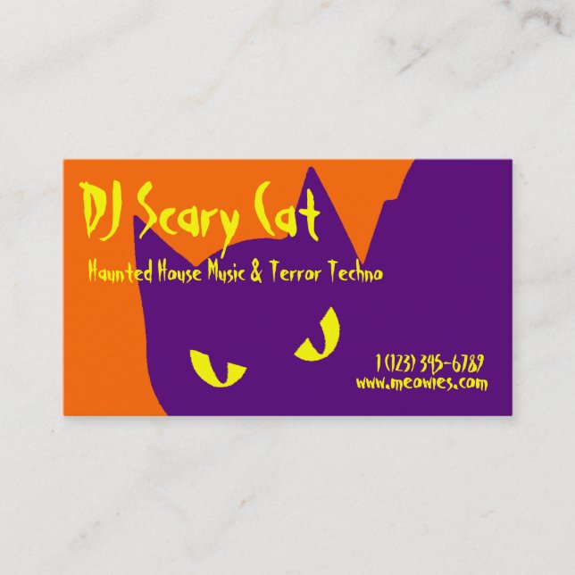 Carte De Visite Chat Kitty Halloween Effrayant (Devant)