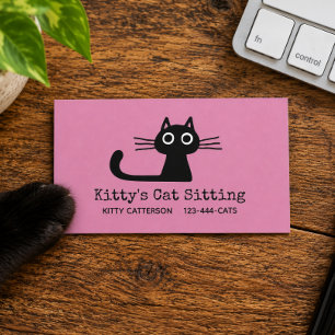 Carte De Visite Chat Kitty Noir mignon Fun Feline Animal ironi